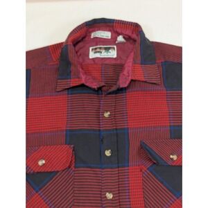 B.O.G. TRADING CO Mens Buffalo Check Long Sleeve Button Up Shirt XL Red Black